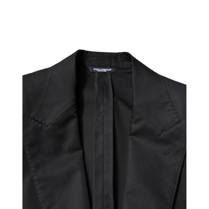 Dolce & Gabbana Black Cotton Single Breasted Men Coat Blazer