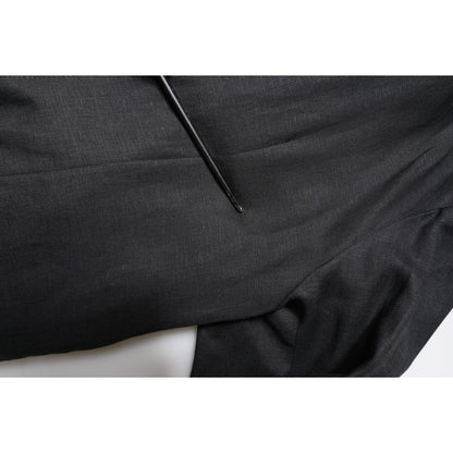 Dolce & Gabbana Black Linen Single Breasted Men Coat Blazer