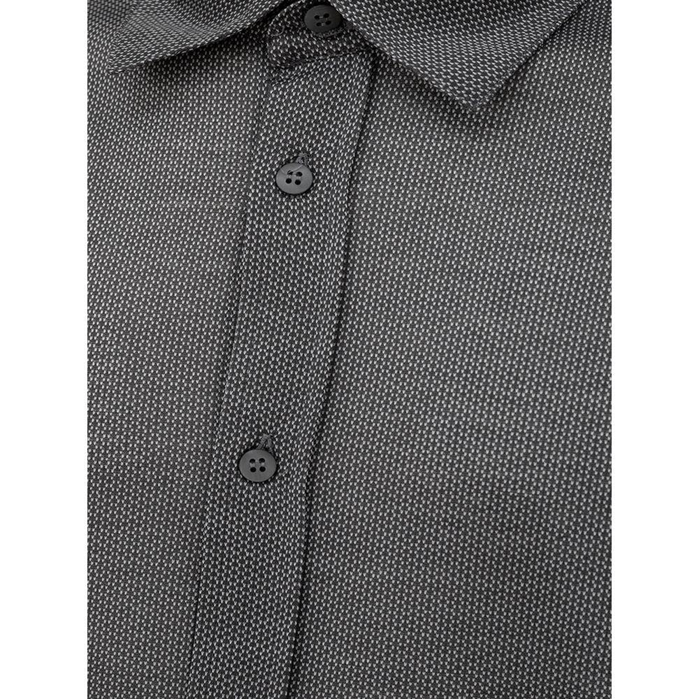 Canali Gray Cotton Pattern Shirt Canali