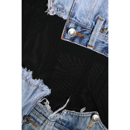 Dolce & Gabbana Black Blue Sleeveless Denim Mini Dress Dolce & Gabbana