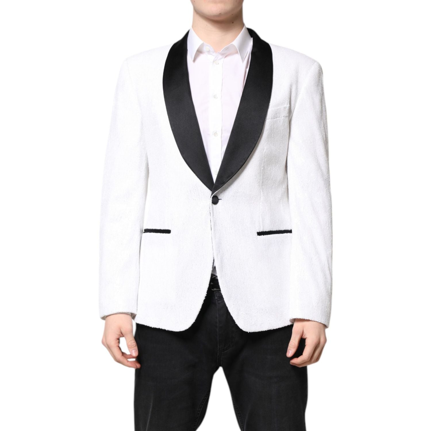 Dolce & Gabbana White Nylon Single Breasted Coat Blazer