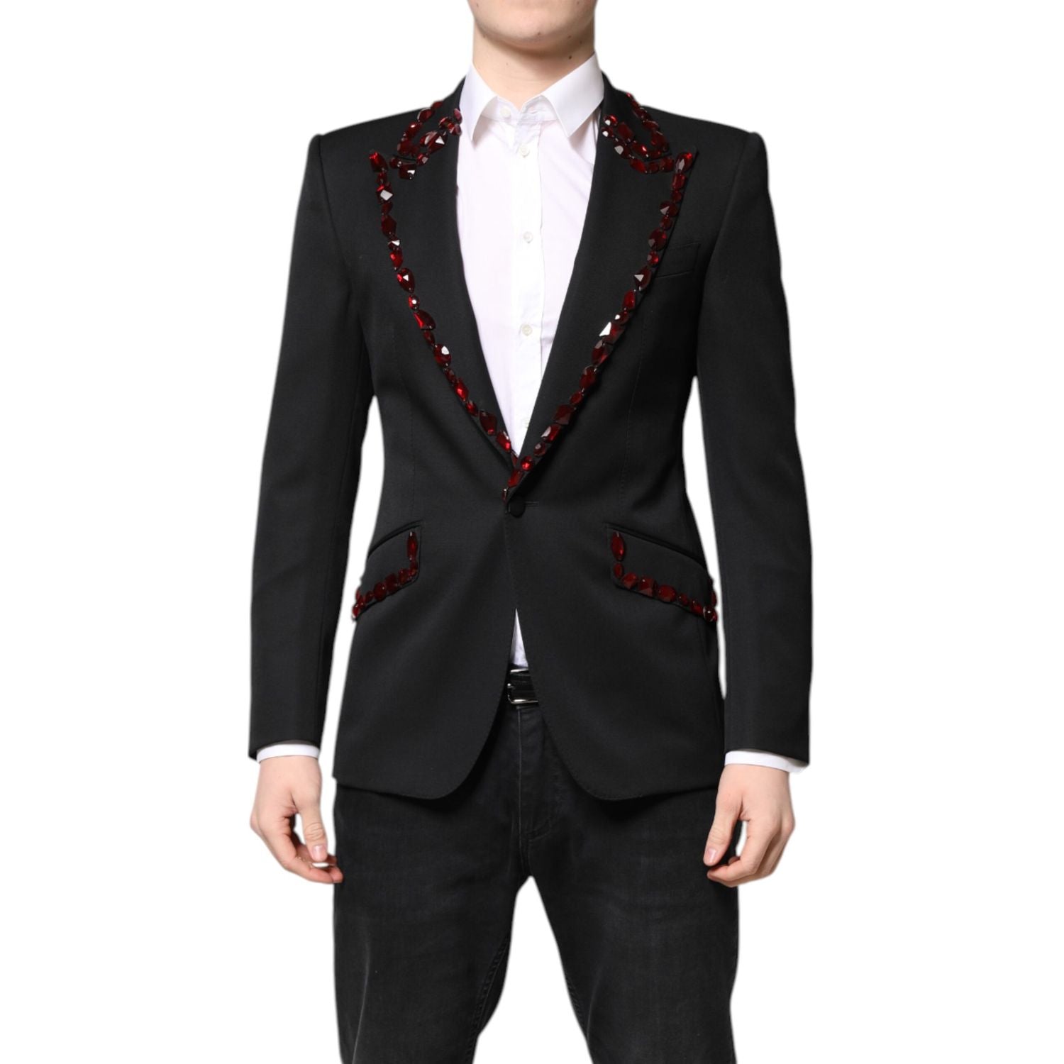 Dolce & Gabbana Black SICILIA CrystalEmbellished Coat Blazer