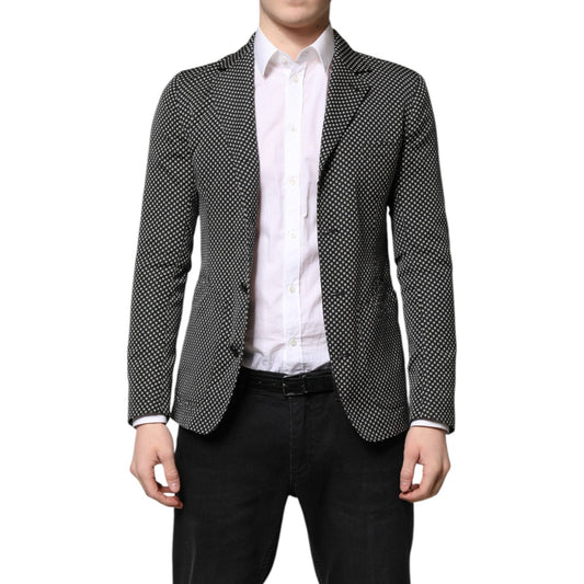 Dolce & Gabbana Black White Patterned Men Suit Coat Blazer