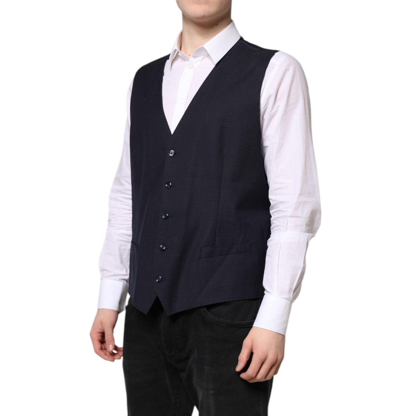 Dolce & Gabbana Black Wool Waistcoat Dress Formal Vest