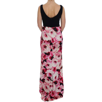 Dolce & Gabbana Pink Floral Print Long Maxi Sheath Dress