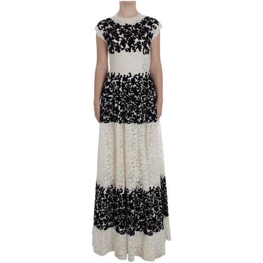 Dolce & Gabbana Floral Lace Ricamo Long Ball Maxi Dress