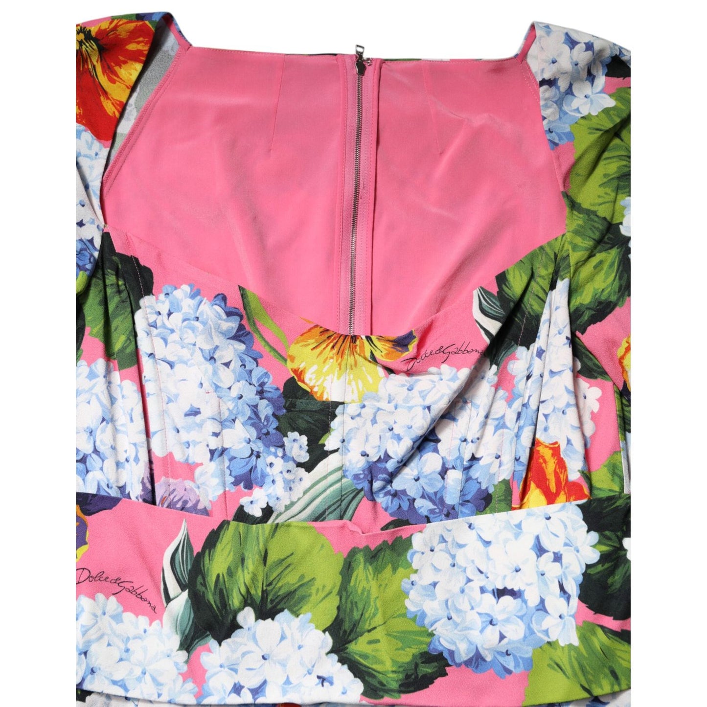 Dolce & Gabbana Multicolor Floral Pleated Sheath Midi Dress Dolce & Gabbana