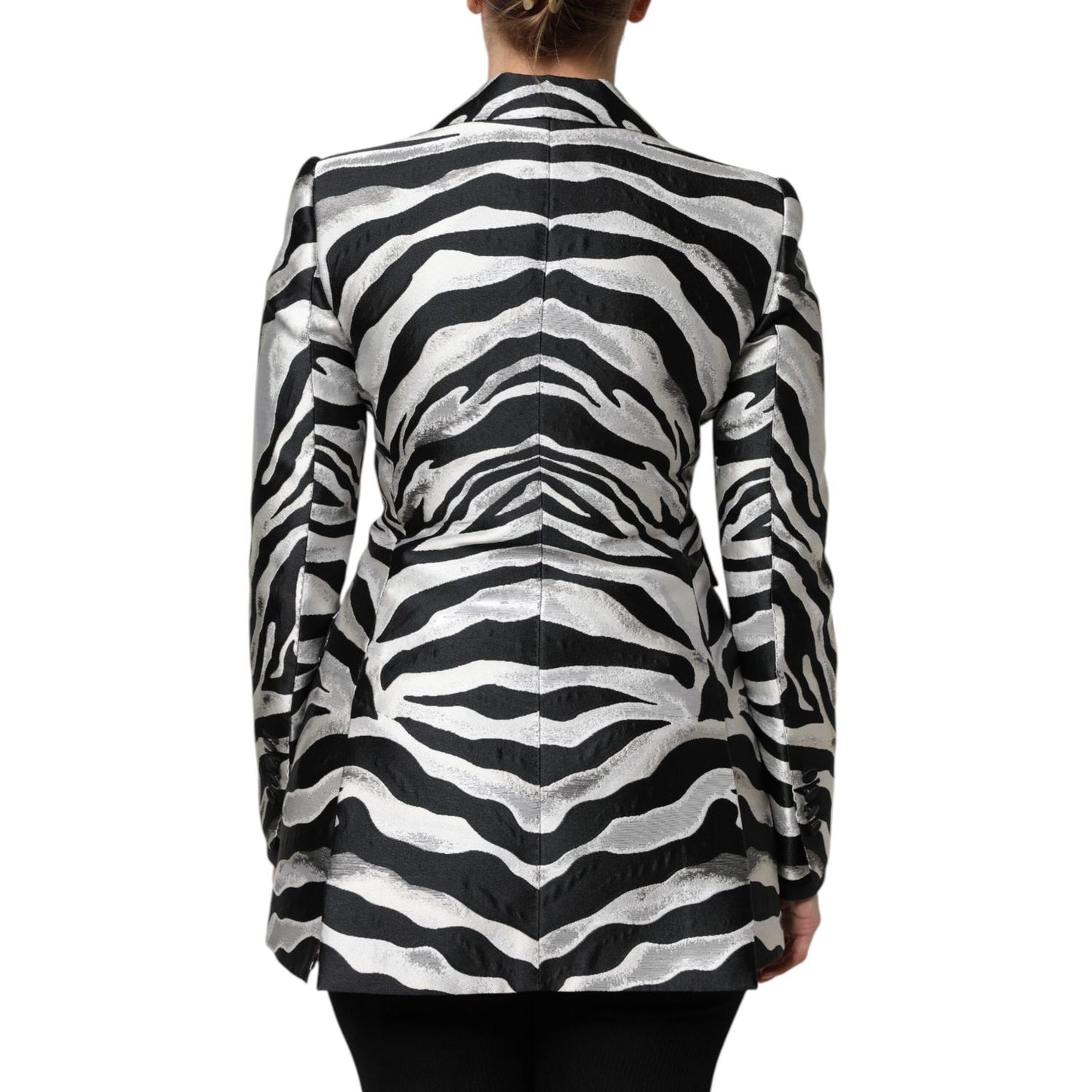 Dolce & Gabbana Black Silver Polyester Women Blazer Jacket
