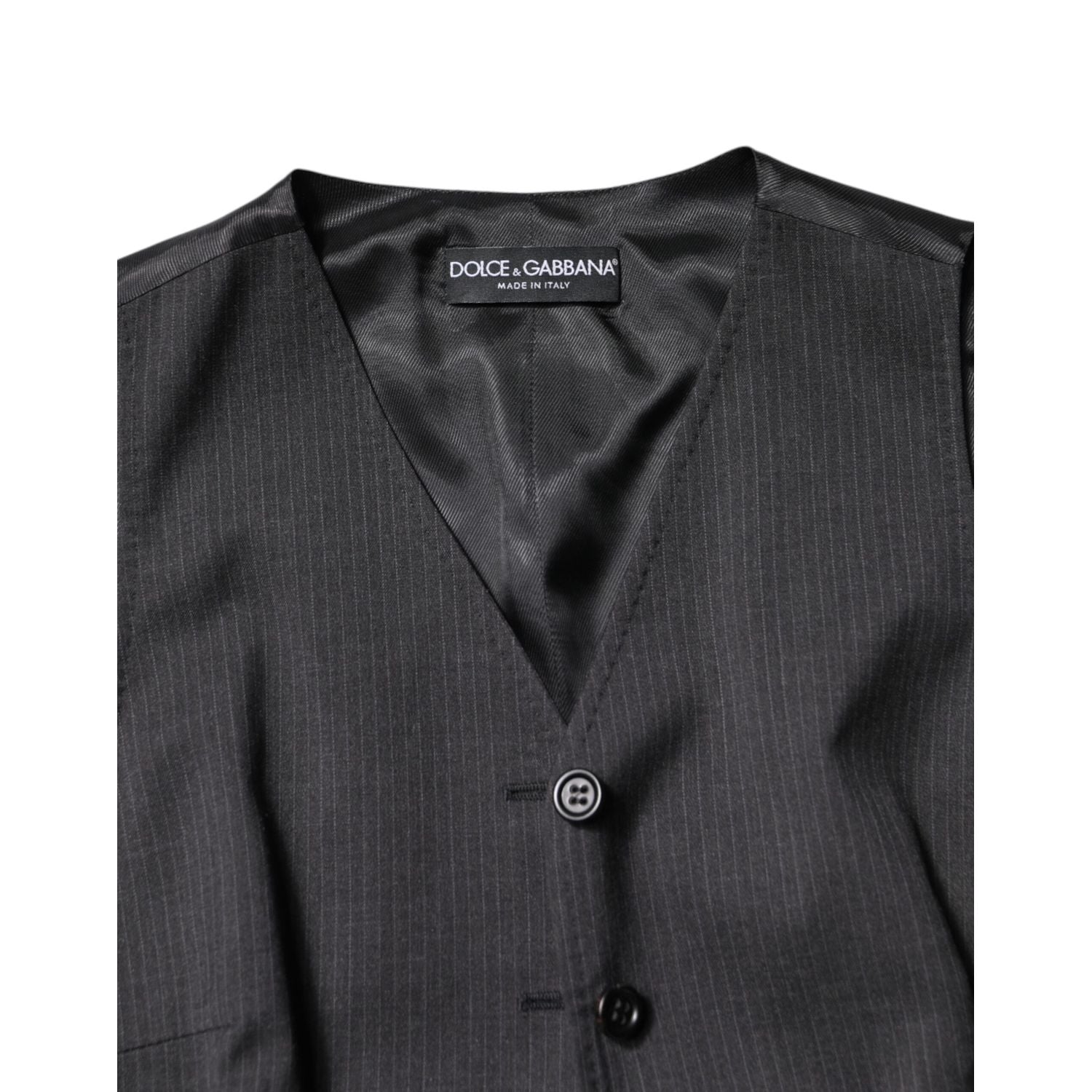 Dolce & Gabbana Black Striped Button Down Sleeveless Vest Top