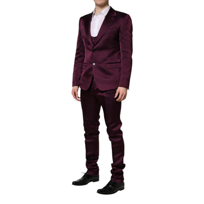 Dolce & Gabbana Dark Purple Silk 3Piece Single Breasted Suit