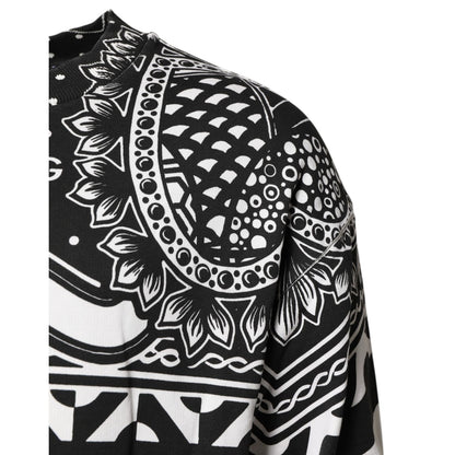 Dolce & Gabbana Black White Bandana Cotton Men Sweatshirt Sweater