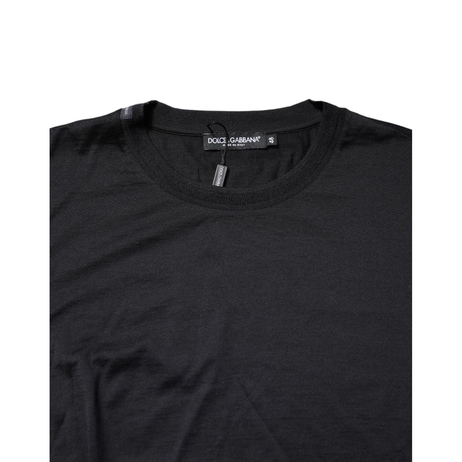 Dolce & Gabbana Dark Blue Silk Crew Neck Men Pullover Sweater