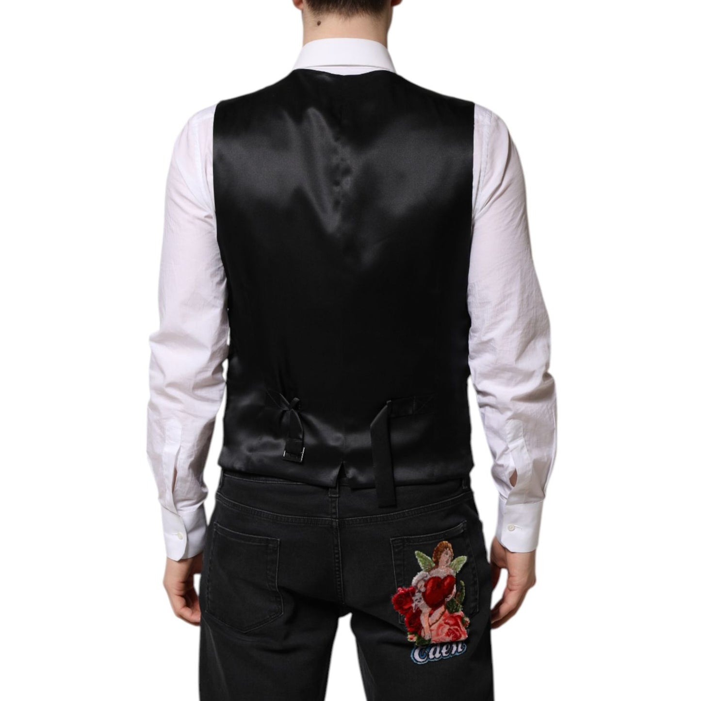 Dolce & Gabbana Pink Floral Satin Formal Men Waistcoat Vest Dolce & Gabbana