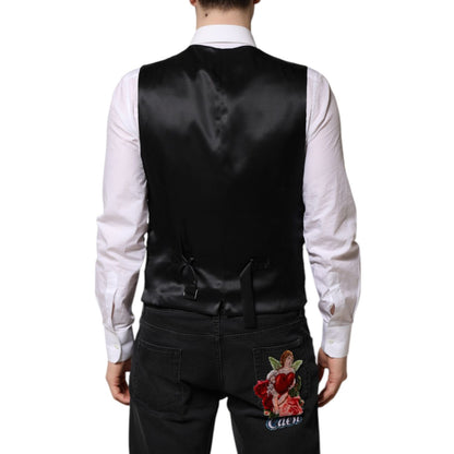 Dolce & Gabbana Pink Floral Satin Formal Men Waistcoat Vest Dolce & Gabbana
