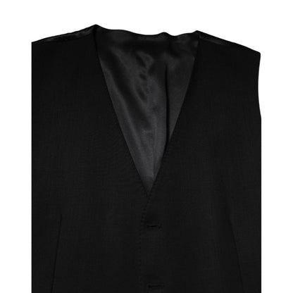 Dolce & Gabbana Black Wool Dress Formal Men Waistcoat Vest Dolce & Gabbana