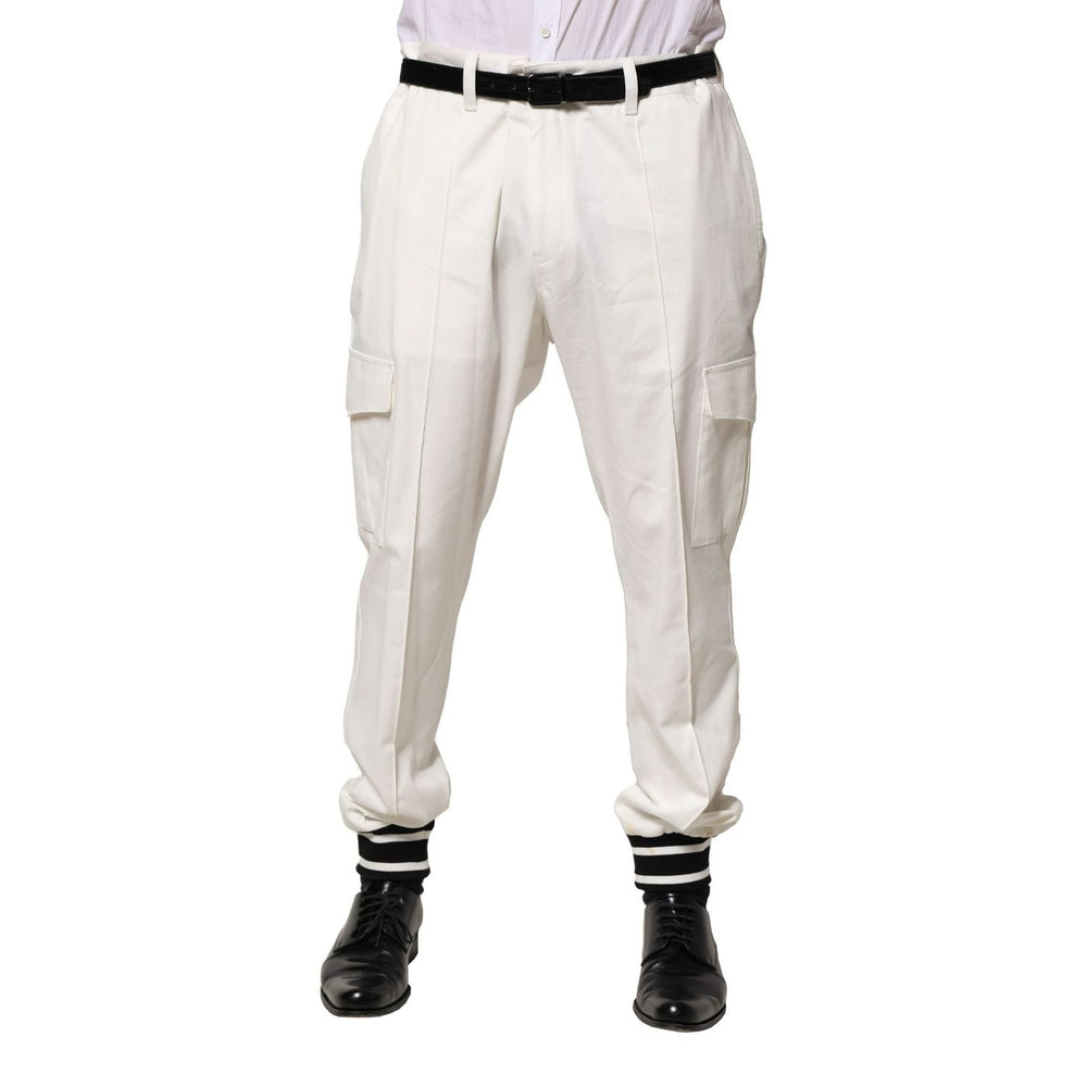 Dolce & Gabbana White Cotton Cargo Jogger Men Pants PAN76476-58