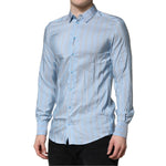 Dolce & Gabbana Light Blue MARTINI Striped Formal Dress Shirt TSH90658-38