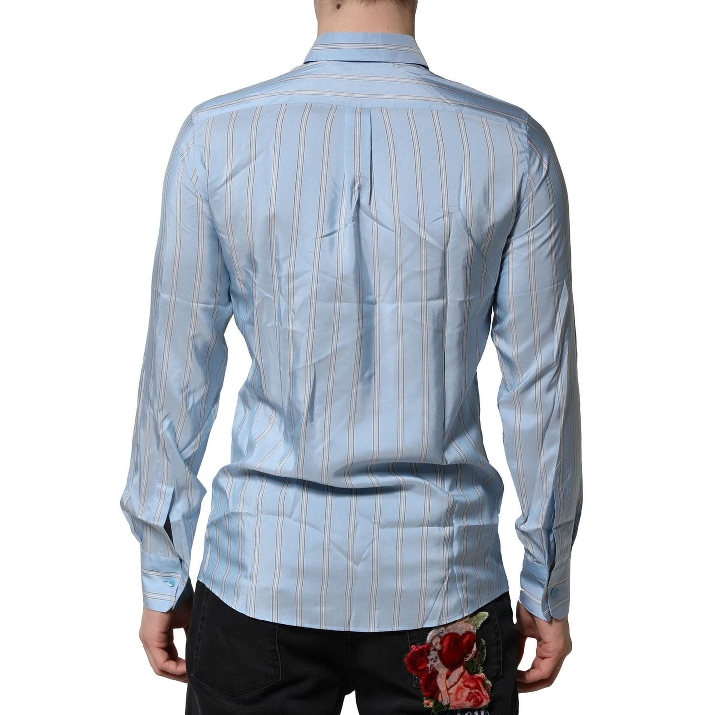 Dolce & Gabbana Light Blue MARTINI Striped Formal Dress Shirt TSH90658-38