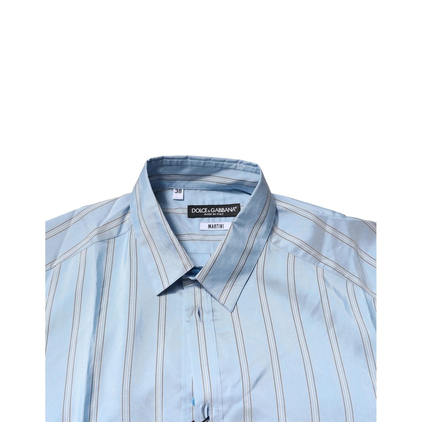 Dolce & Gabbana Light Blue MARTINI Striped Formal Dress Shirt TSH90658-38
