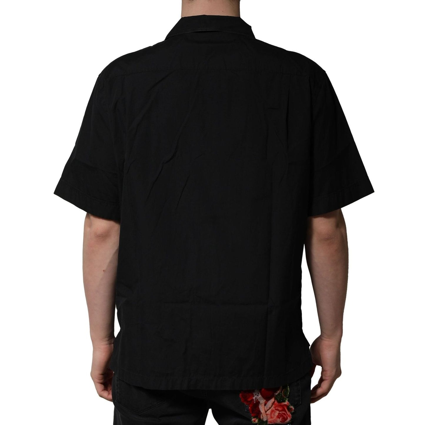 Dolce & Gabbana Black Cotton Short Sleeve Buttoned Casual Shirt TSH90706-41