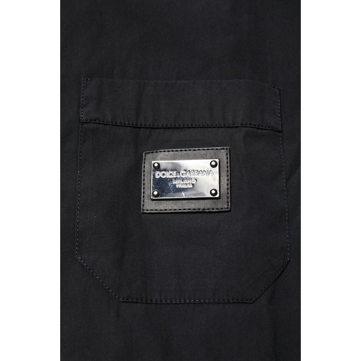 Dolce & Gabbana Black Cotton Short Sleeve Buttoned Casual Shirt TSH90706-41