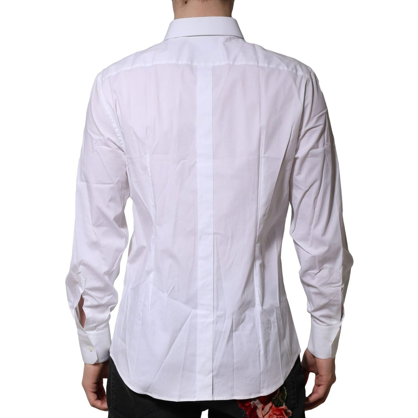 Dolce & Gabbana White Cotton Long Sleeves GOLD Formal Shirt TSH906712-43