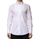 Dolce & Gabbana White Cotton Ruffled Detailing Formal Shirt TSH906823-40
