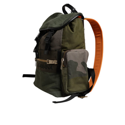Dolce & Gabbana Green Patchwork Travel Backpack Military Bag