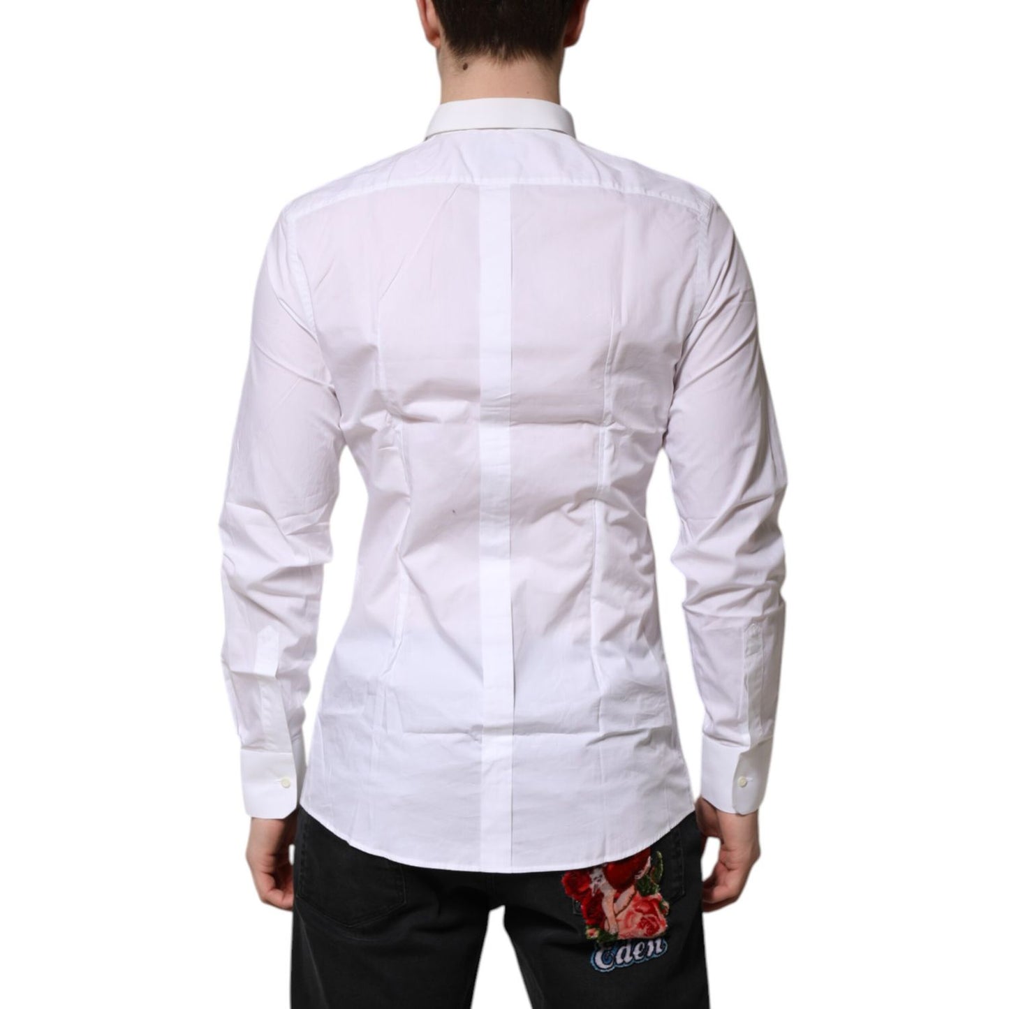 Dolce & Gabbana White Cotton GOLD Long Sleeves Formal Shirt