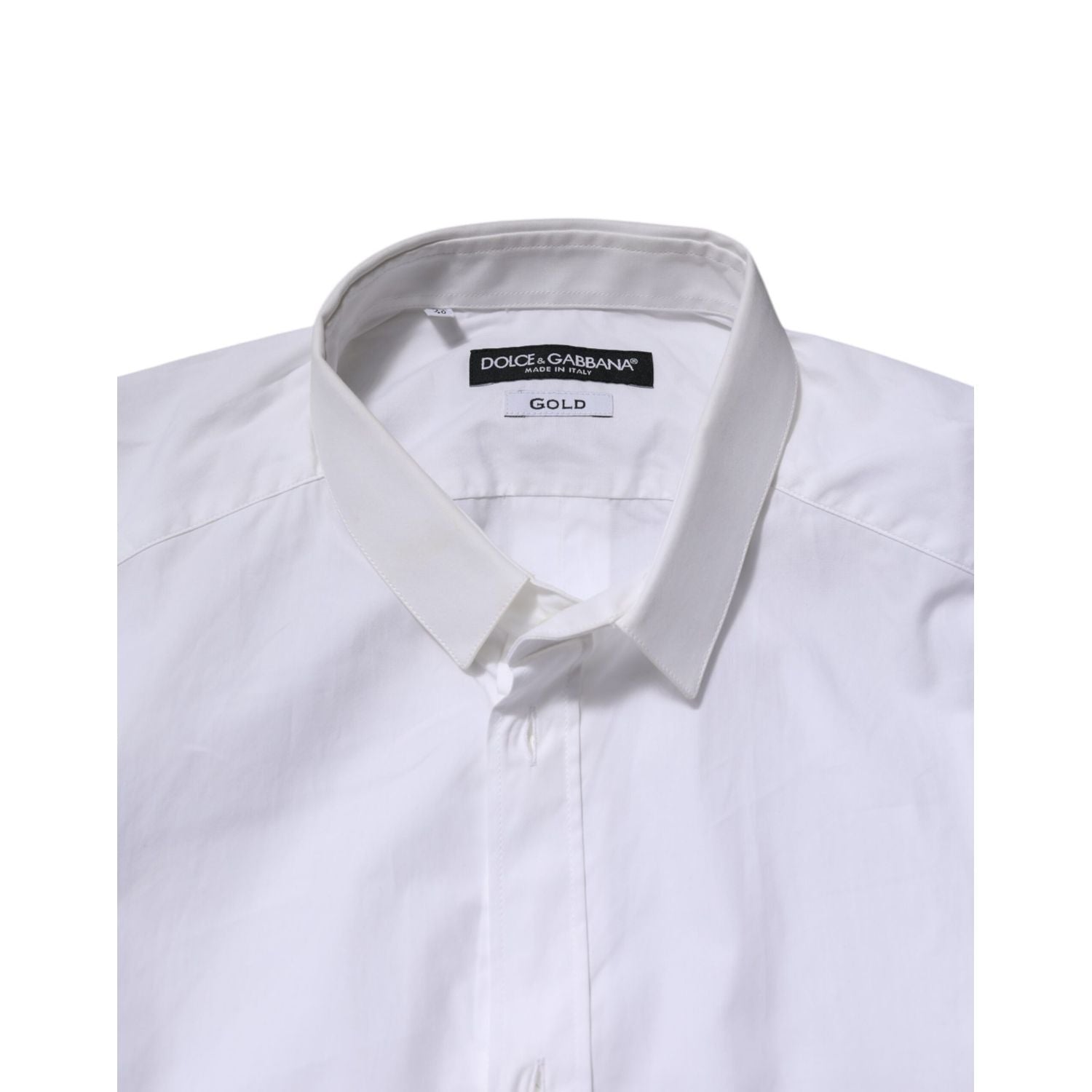 Dolce & Gabbana White Cotton GOLD Long Sleeves Formal Shirt