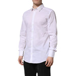 Dolce & Gabbana White Cotton GOLD Long Sleeves Formal Shirt