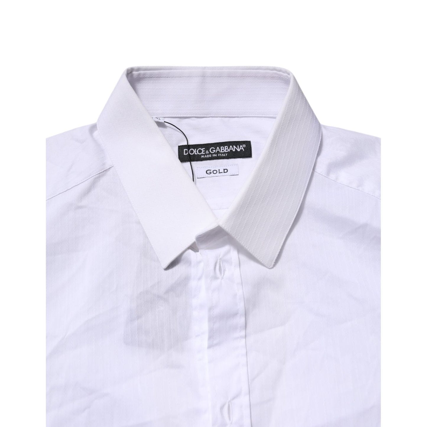 Dolce & Gabbana White Cotton GOLD Long Sleeves Formal Shirt