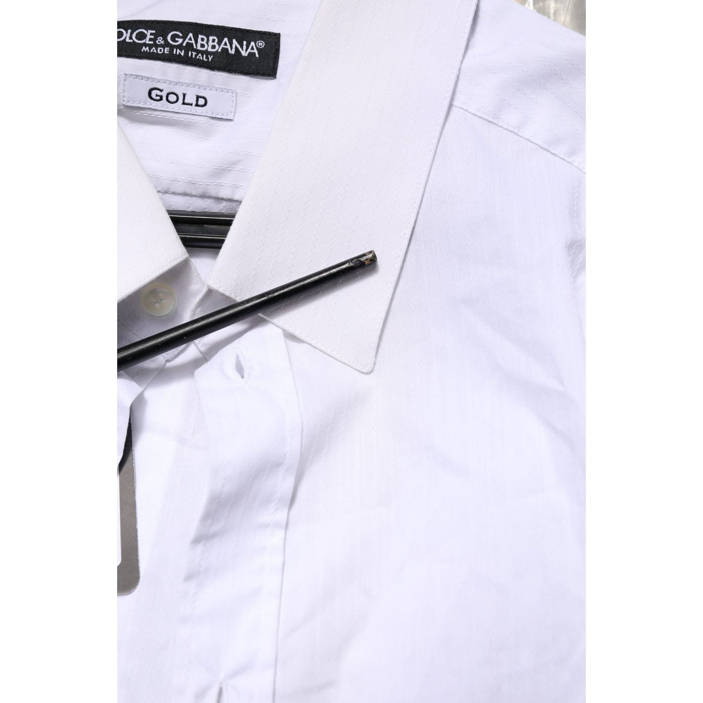 Dolce & Gabbana White Cotton GOLD Long Sleeves Formal Shirt