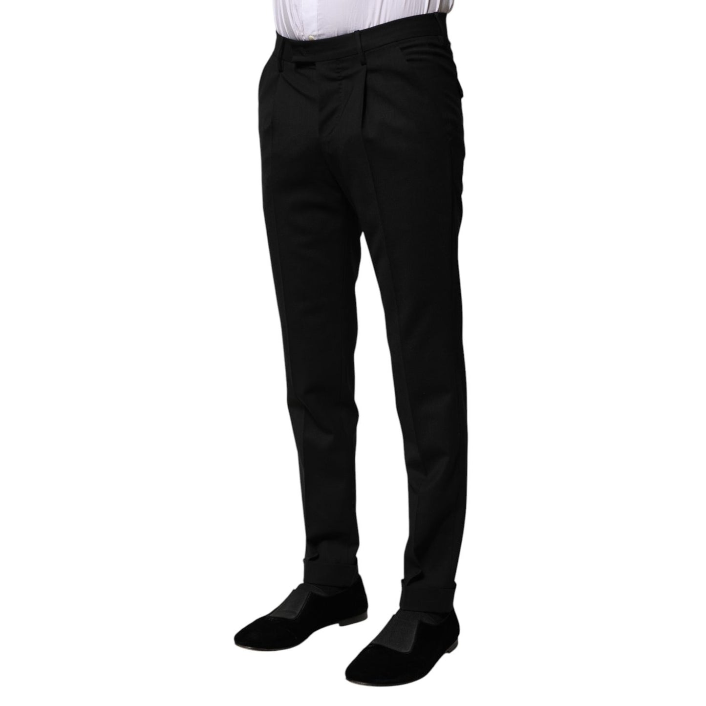 PT Torino Black Solid Formal Tapered Men Dress Pants PT Torino