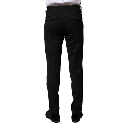 PT Torino Black Solid Formal Tapered Men Dress Pants PT Torino