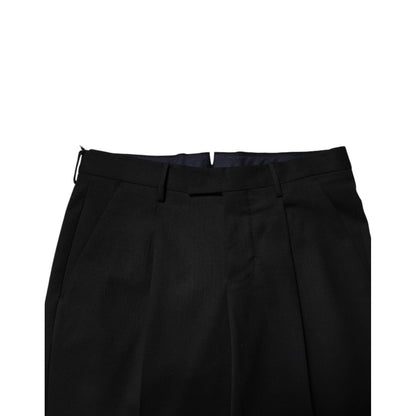 PT Torino Black Solid Formal Tapered Men Dress Pants PT Torino