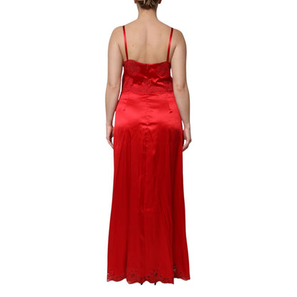 Dolce & Gabbana Red Silk Sleeveless Maxi Long Dress Dolce & Gabbana