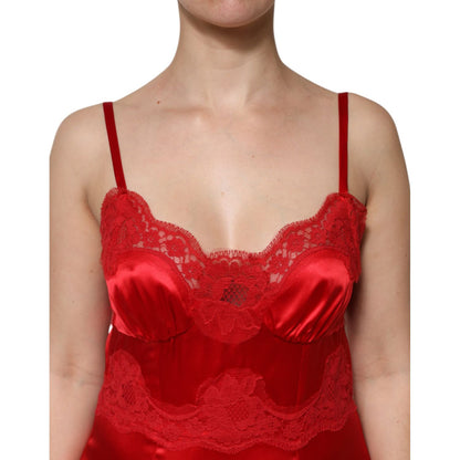 Dolce & Gabbana Red Silk Sleeveless Maxi Long Dress Dolce & Gabbana