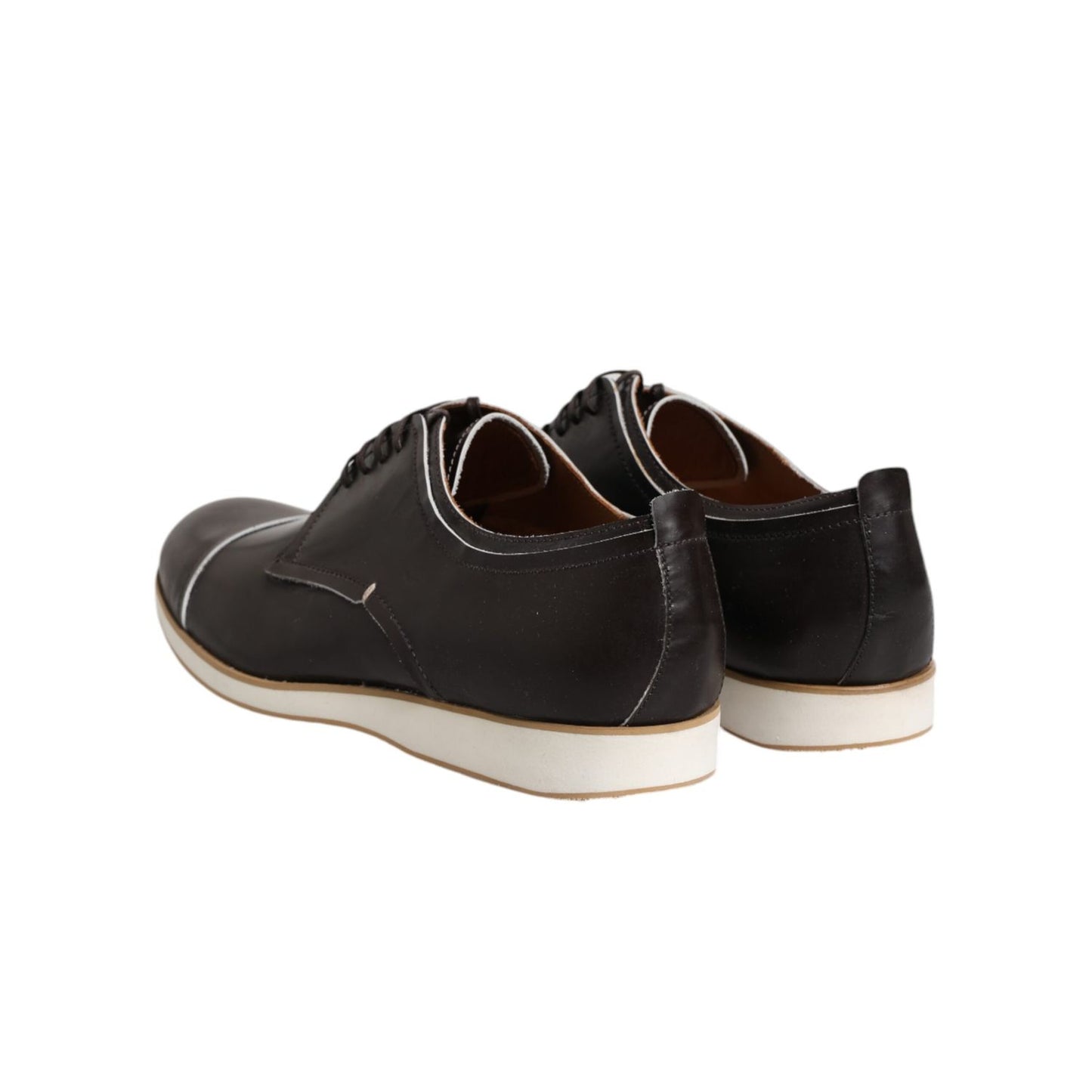 Pollini Dark Brown Leather Derby Lace Up Dress Formal Shoes Pollini