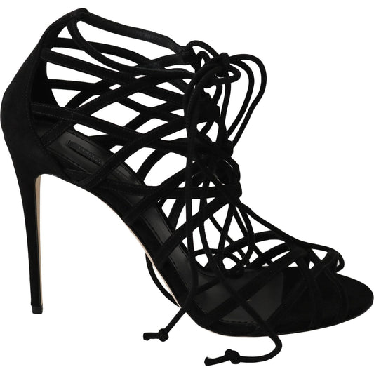 Dolce & Gabbana Elegant Black Suede Gladiator Stilettos Dolce & Gabbana