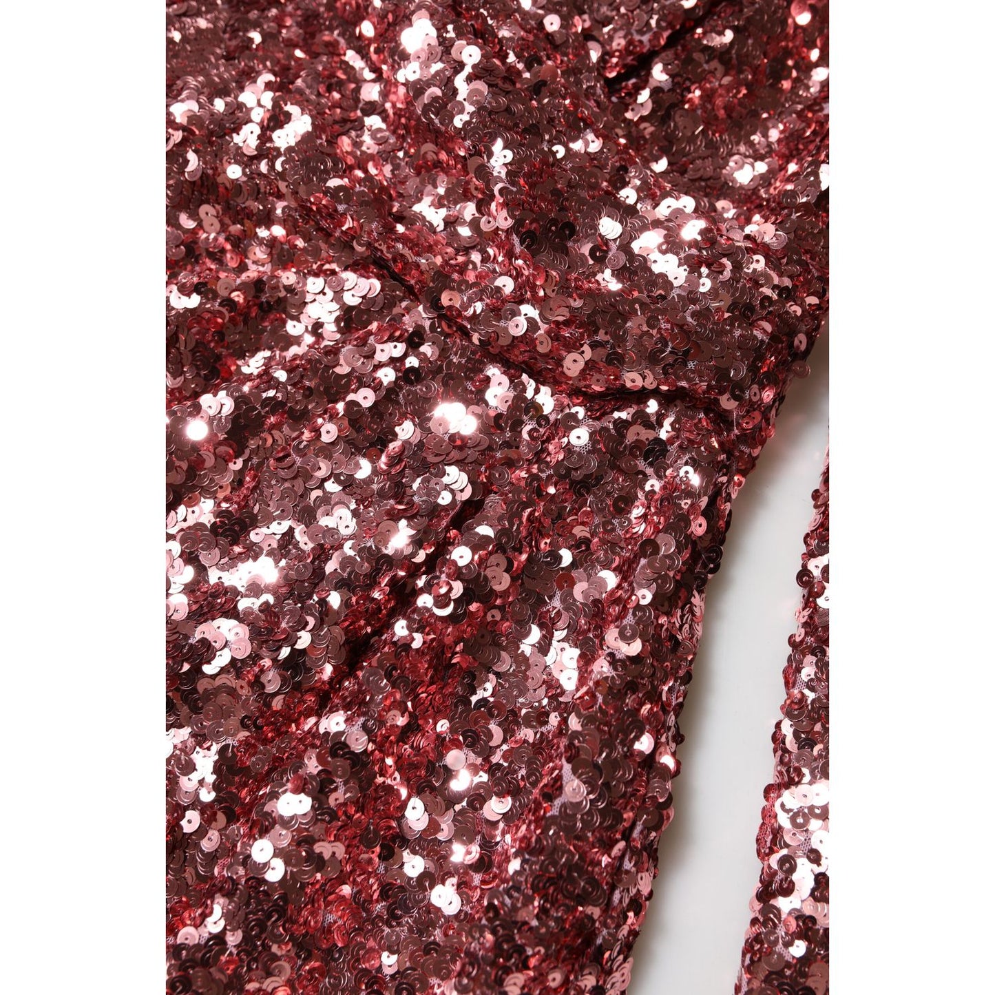 Dolce & Gabbana Pink Sequin Statement Nylon Midi V-Neck Dress Dolce & Gabbana