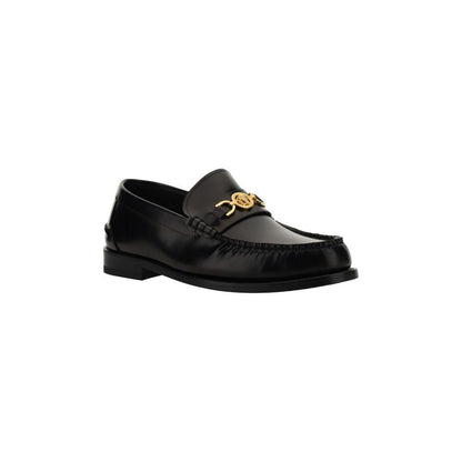 Versace Black Calf Leather Bos Taurus Slip-On Loafers Versace