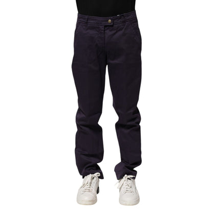 Incotex Dark Purple Mid Waist Casual Straight Pants Incotex