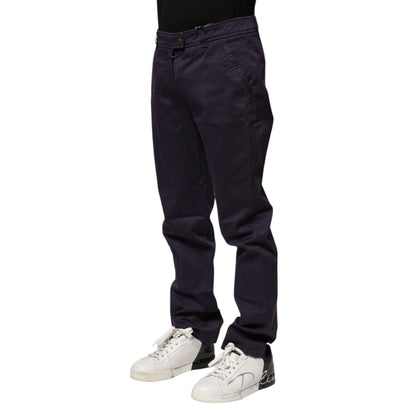 Incotex Dark Purple Mid Waist Casual Straight Pants Incotex