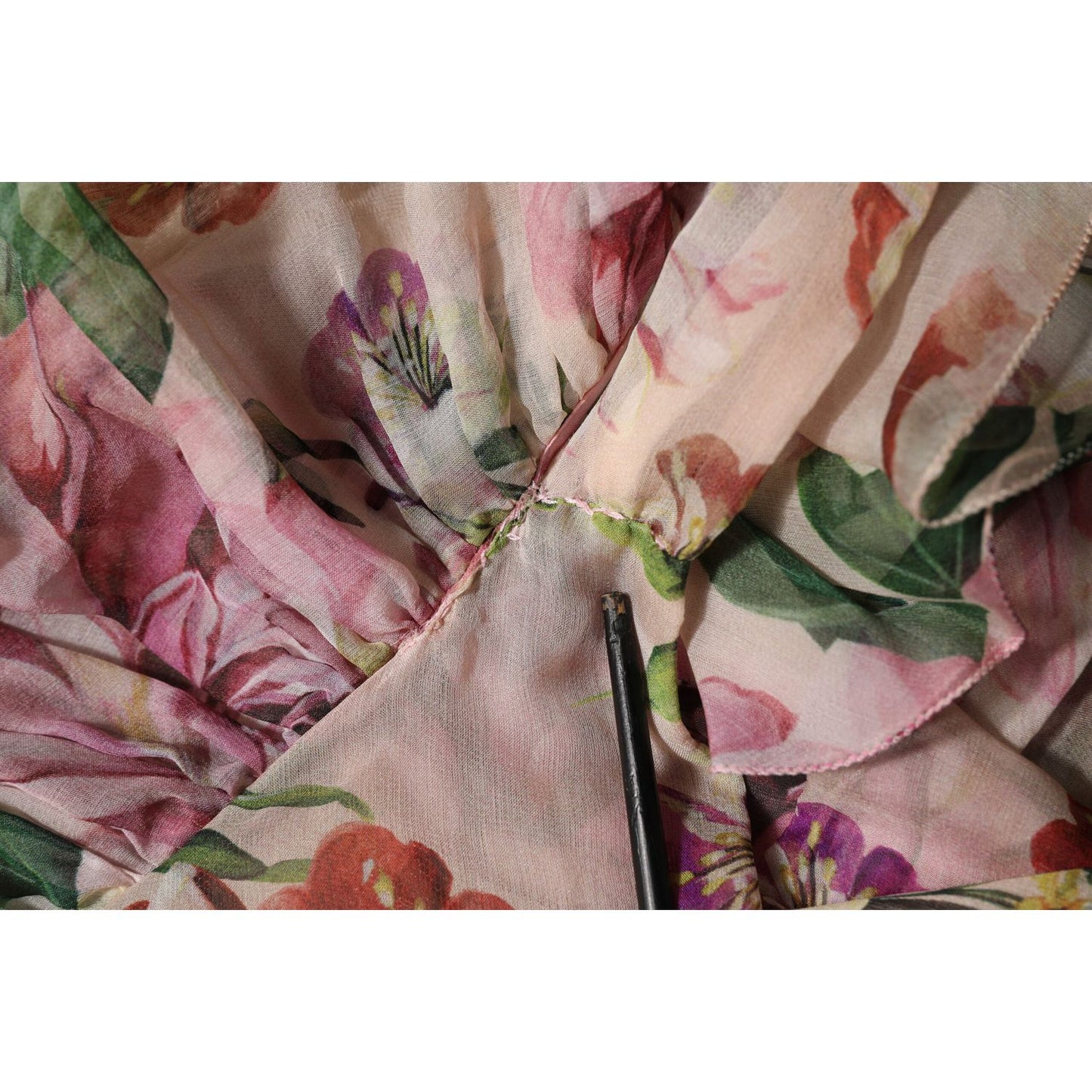 Dolce & Gabbana Pink Floral Print Tiered Long Maxi Dress