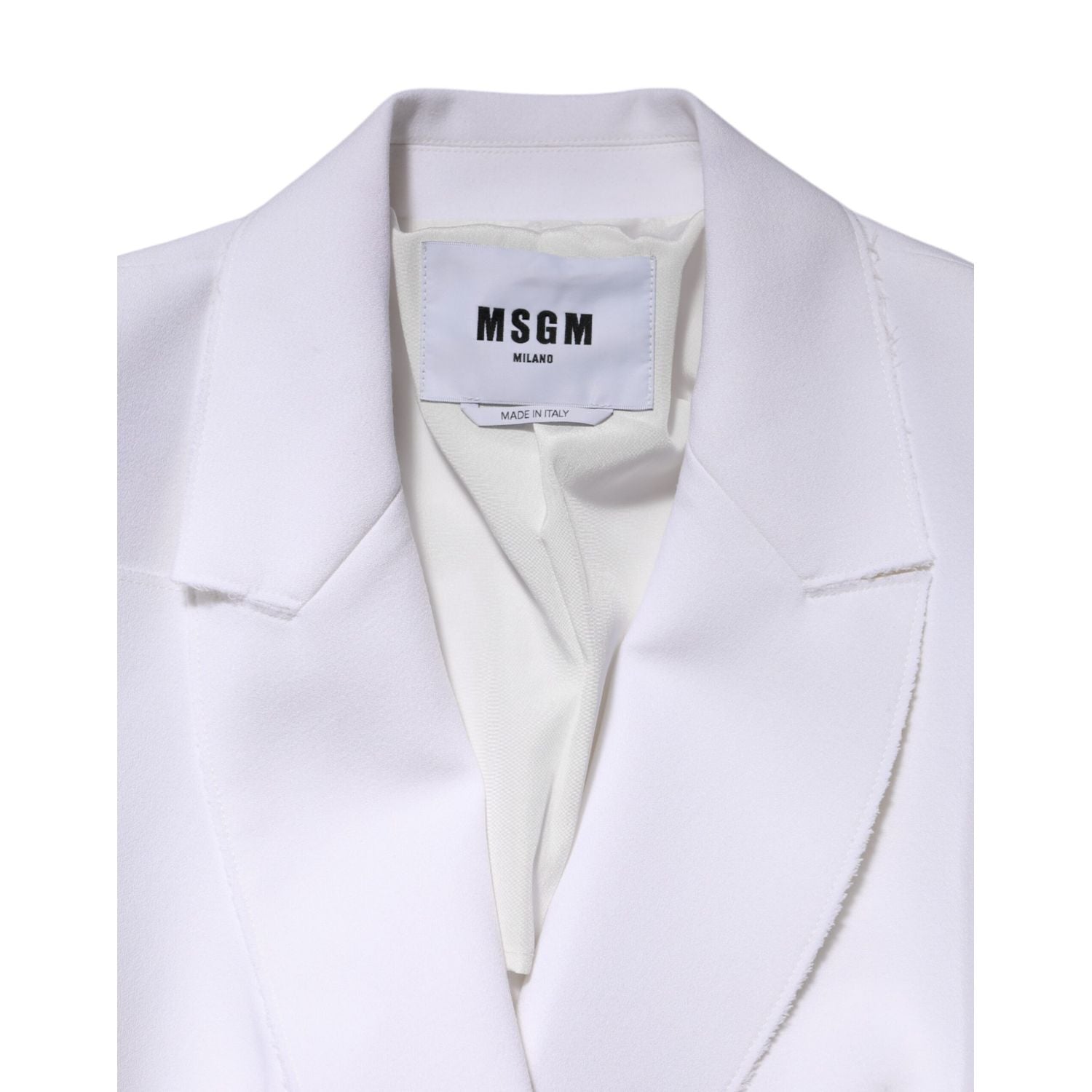 MSGM White Polyester Long Sleeves Ruffled Wrap Jacket