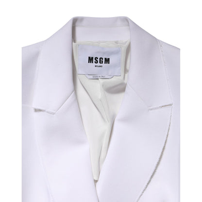MSGM White Polyester Long Sleeves Ruffled Wrap Jacket MSGM