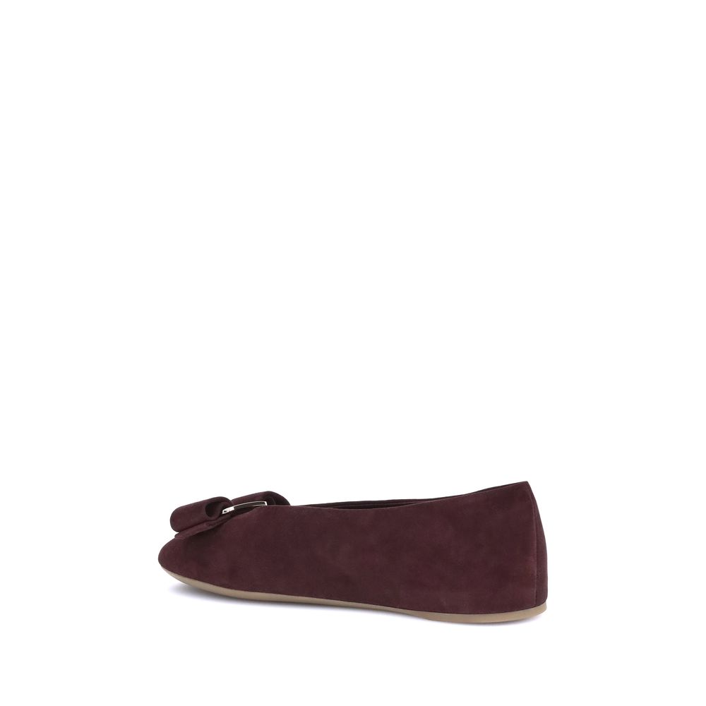 Ferragamo Bordeaux Goatskin Ballet Flats
