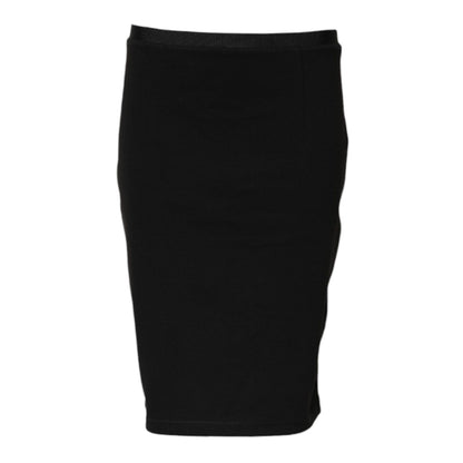 GF Ferre Black Polyester Pencil Cut Knee Length Skirt GF Ferre