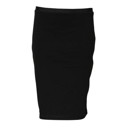 GF Ferre Black Polyester Pencil Cut Knee Length Skirt GF Ferre